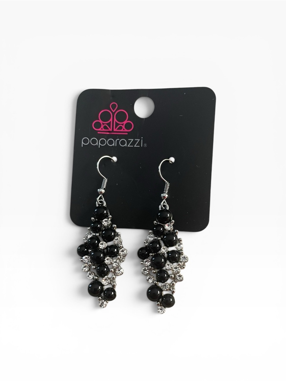 Paparazzi Black & Silver Cluster Drop Earrings NWT - Picture 1 of 2